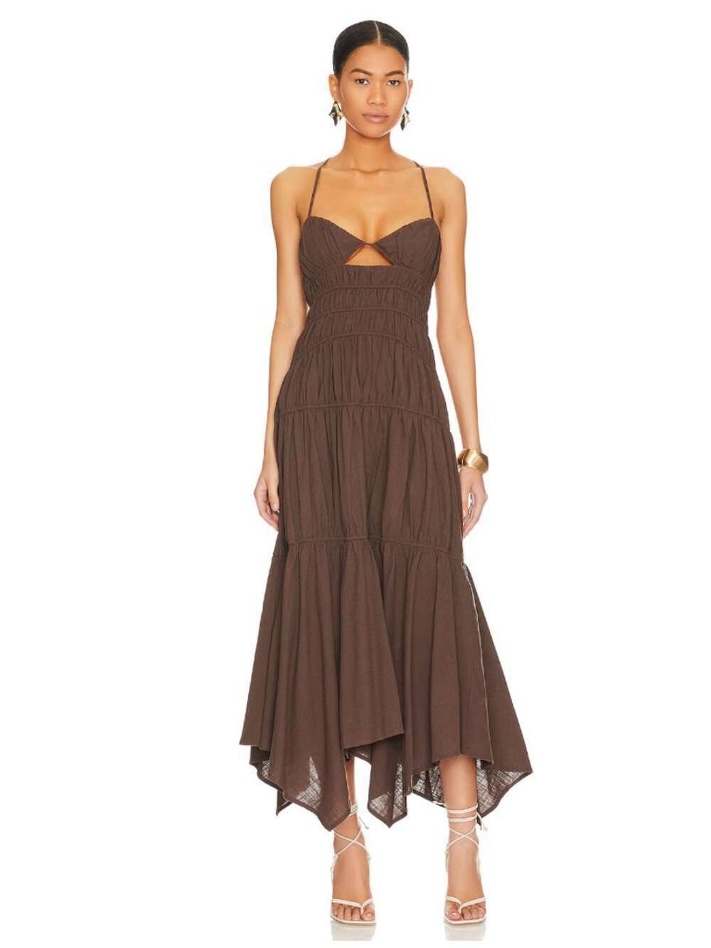 SNDYS Tahlia Maxi Dress in Chocolate | Size Small - Picture 2 of 6